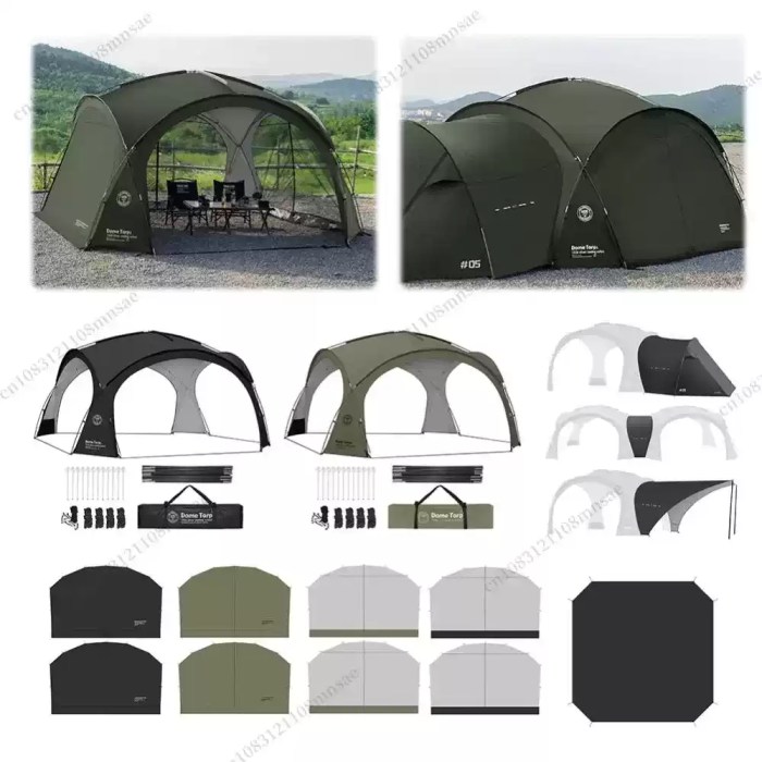 Large camping garden dome shelter providing a 360-degree view for UK campsite socialising and garden events.