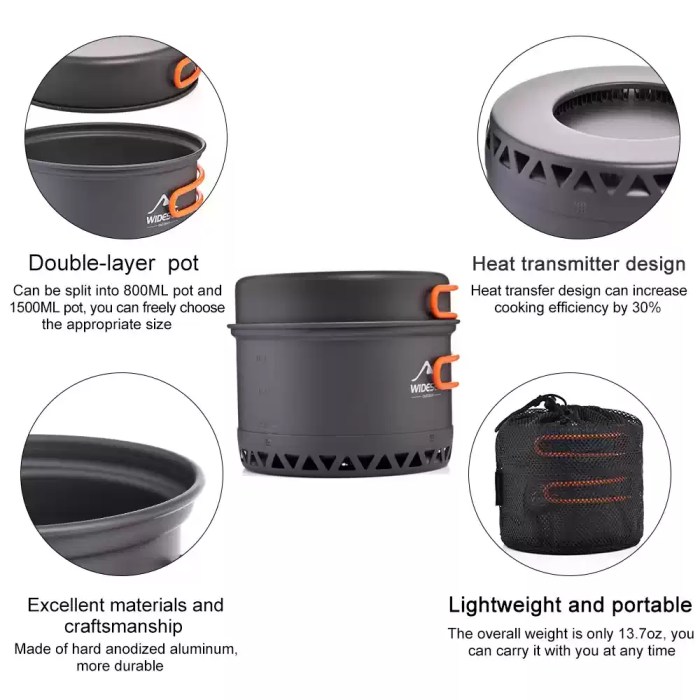 Insulated folding handles on the outdoor cooking set to prevent burns.