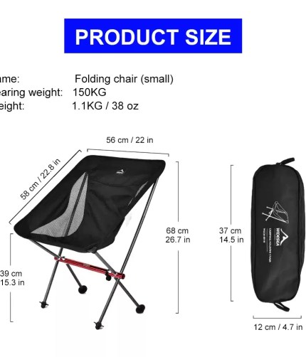 Portable folding chair for camping and fishing