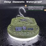 An olive green MOS-13 camping light featuring deep domestic waterproof performance with a sealing structure design that is fearless of wind and rain.