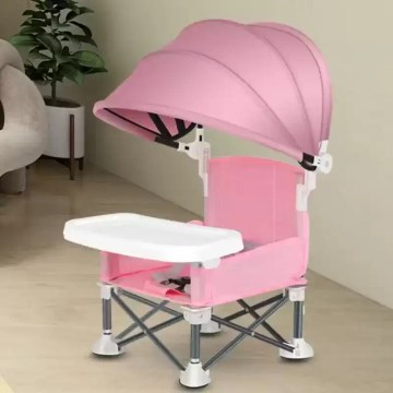 Foldable baby high chair with canopy for indoor and outdoor use
