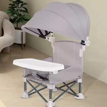 Foldable baby high chair with canopy for home camping and outdoor travels