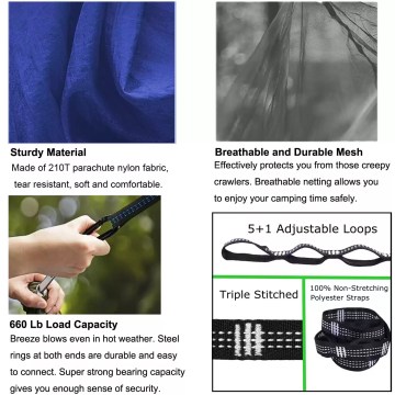 A hiker using the bug-proof hanging bed during a mountain climbing trip.