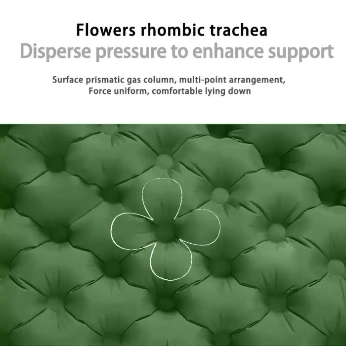 Close-up of the dot-matrix support texture on the comfortable camping mattress.