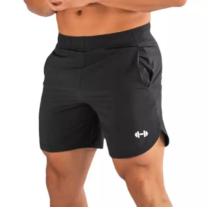 FJK Camping Gear black athletic shorts featuring a lightweight, breathable build for gym training and versatile sports performance.