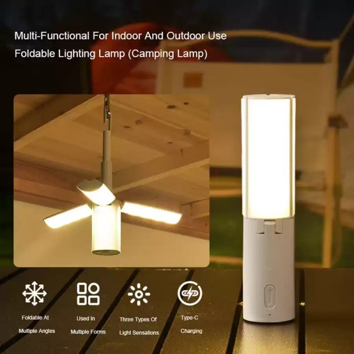 Folding outdoor camping light in its expanded lantern mode.