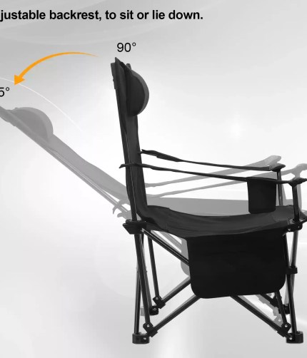 Folding camping chair packed inside its compact carry bag with a shoulder strap for easy transport.