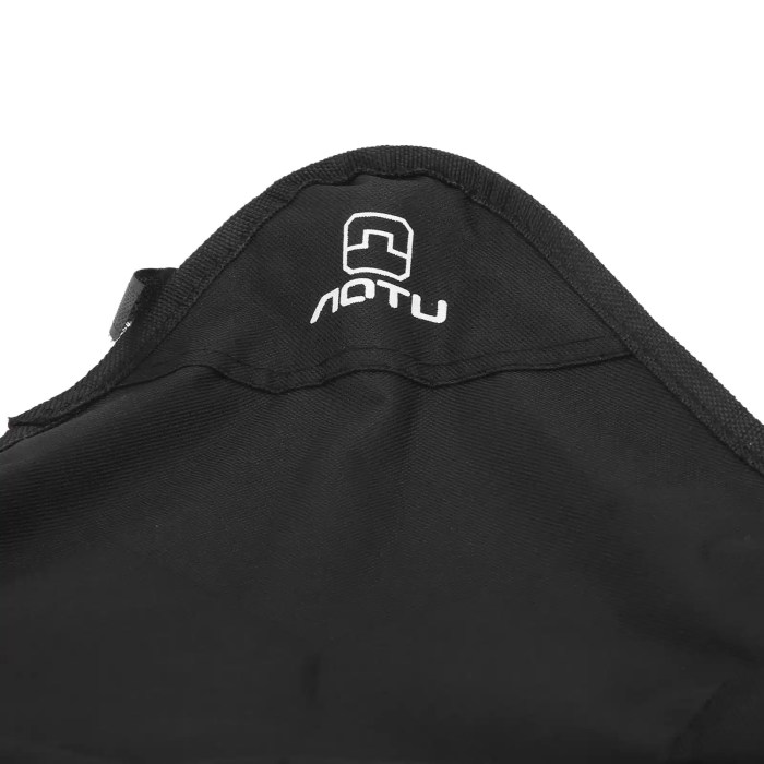 Heavy-duty folding tripod stool with black reinforced fabric.