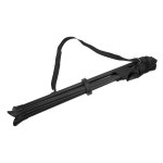 Heavy-duty folding tripod stool with black reinforced fabric.