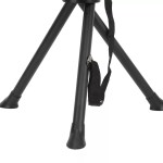 Heavy-duty folding tripod stool with black reinforced fabric.