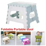 Lightweight plastic folding camp stool for kids in blue