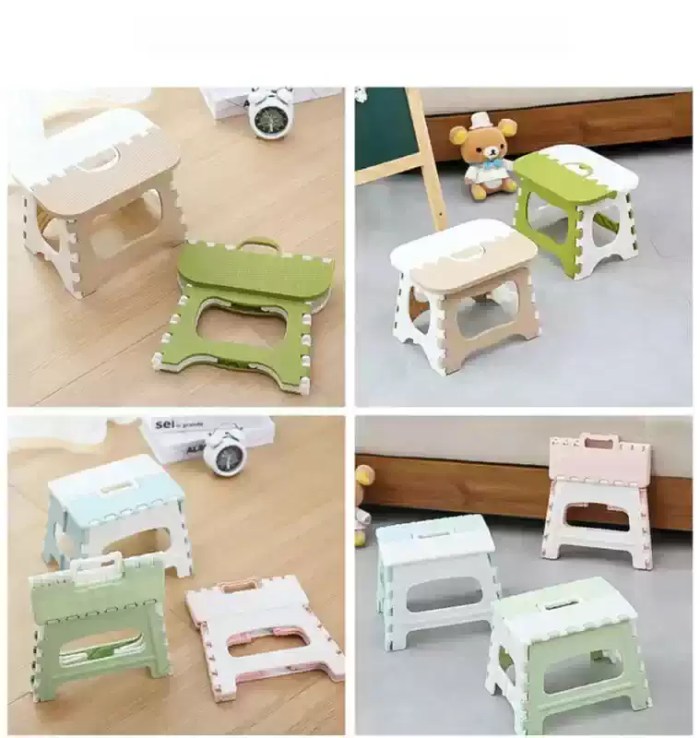 Lightweight plastic folding camp stool for kids in blue