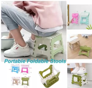 Lightweight plastic folding camp stool for kids in blue