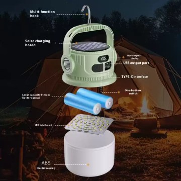 Soft light solar camping lantern with 360° uniform LED glow and hanging handle