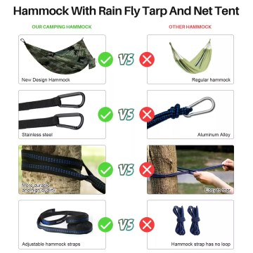 High-strength carabiners and nautical ropes included with the outdoor sleeping bed.