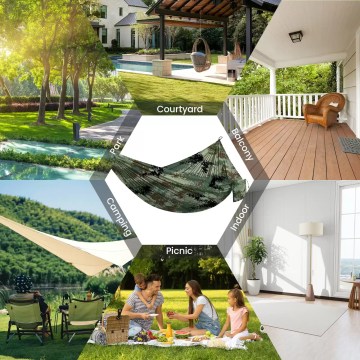 A traveler using the parachute nylon hammock for self-driving travel camping.