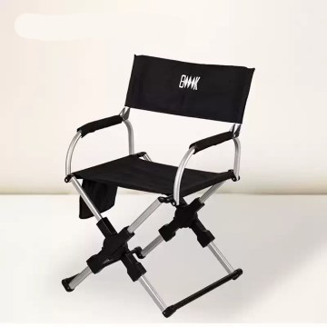 Foldable black director camping chair with aluminum frame