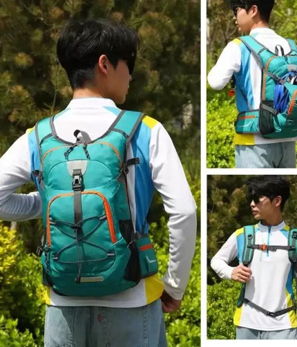 Close-up of the hydro water daypack tube and bite valve for easy drinking.