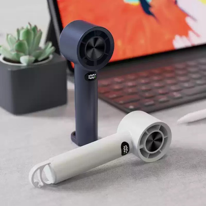 USB rechargeable electric fan for summer cooling and camping.