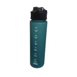Close up of the ergonomic lid and 750ml markings on a sports water cup.