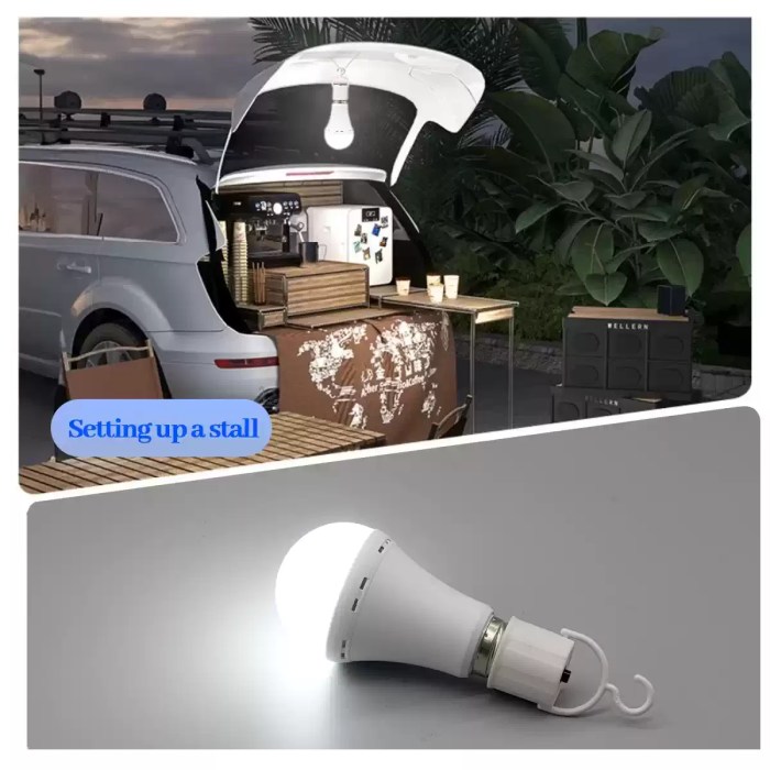Outdoor camping emergency bulb with 1500mAh rechargeable battery.