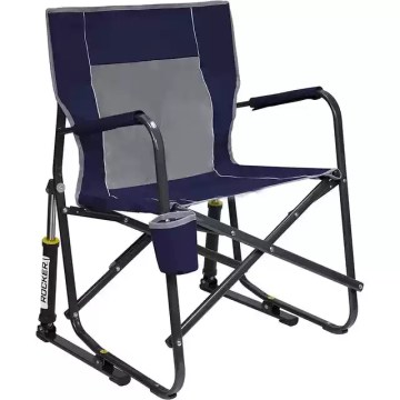 Outdoor folding director chair with bold steel frame for UK camping.