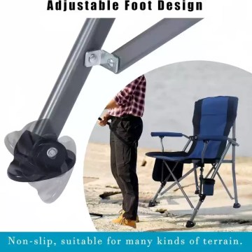 Camping chair with adjustable non-slip feet for outdoor terrain stability