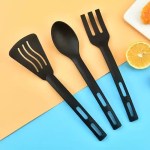Portable camping utensils set with silicone spatula and spoons.