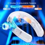 Close up of the 3 refrigeration mode buttons on a neck fan.