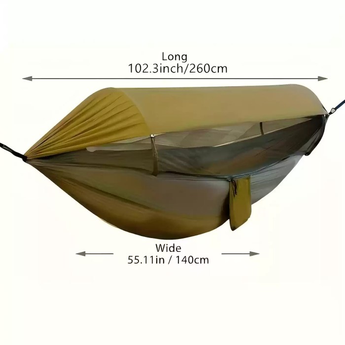 Lightweight camping hammock packed in its carry bag.