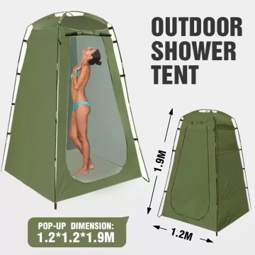 Tall outdoor privacy shelter for camping showers and portable toilets.