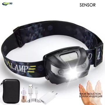Powerful LED headlamp with body motion sensor for hands-free use.