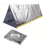 Portable first aid tent for 2 people in high-visibility silver/orange.