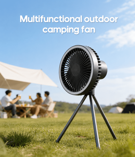 Portable Rechargeable Camping Fan with LED Light