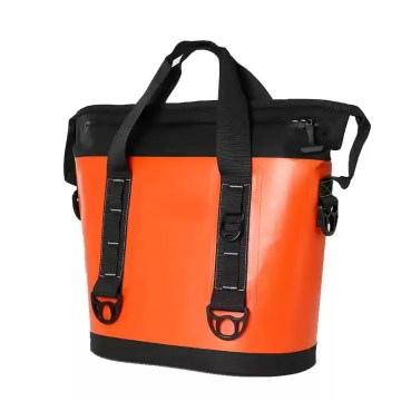 he custom fashion lunch bag sitting on an office desk.