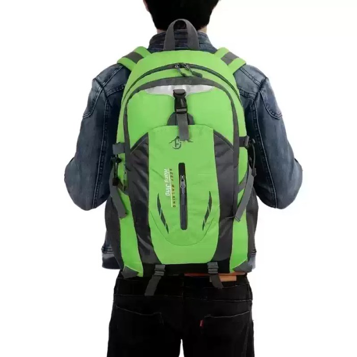 Men backpack in black for outdoor sports and schooling.