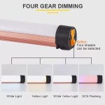 Emergency LED home portable lights hanging in a camping tent.