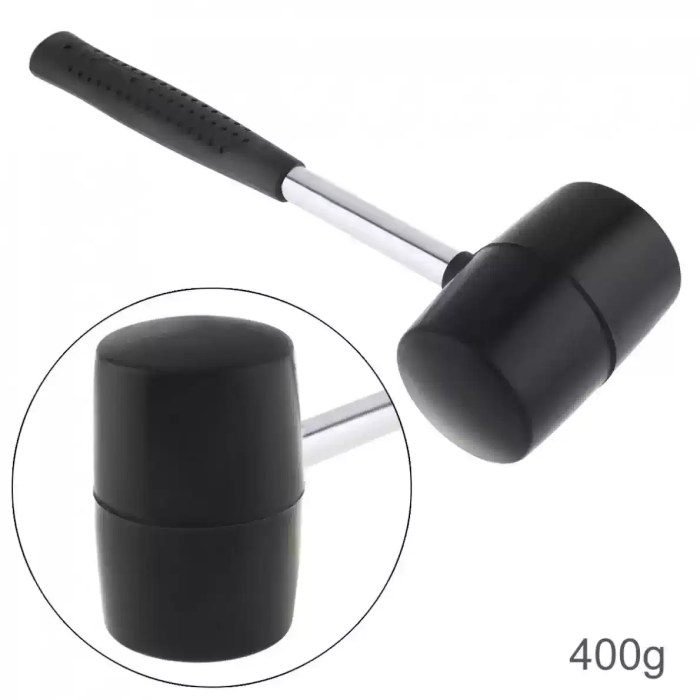 400g rubber and steel non-elastic hammer with a black finish.