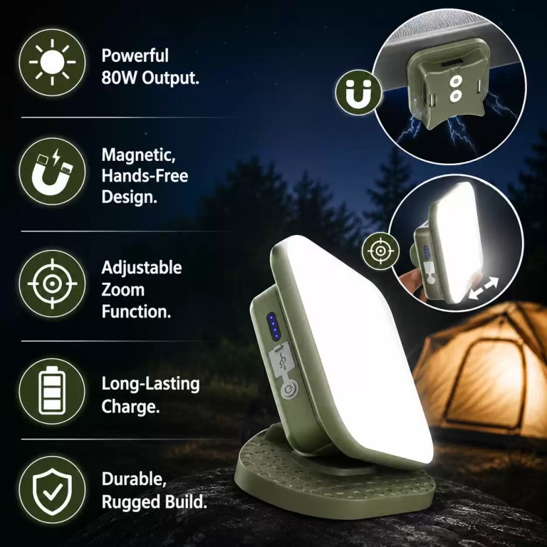 Rechargeable LED tube work light with a durable aluminum build, long-lasting battery, and included USB charging cable, lanyard, and mounting accessories for versatile portable lighting.