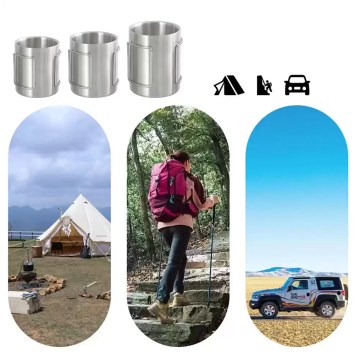 Close-up of the foldable handles tucked against the body of the camping water cup.