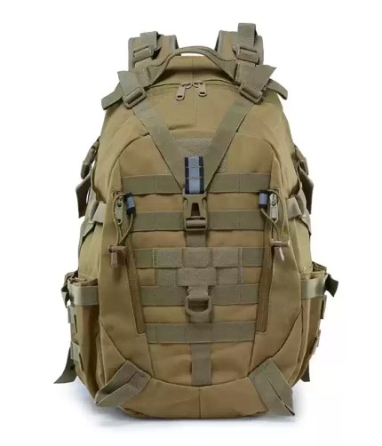 Tactical Molle camping backpack with reflective safety strips.