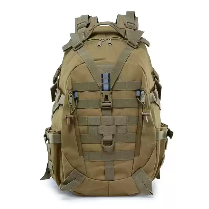 Tactical Molle camping backpack with reflective safety strips.