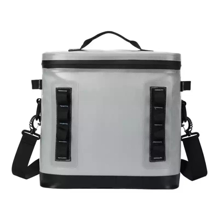 Waterproof insulated backpack cooler for camping.