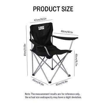 Camping chair size dimensions and measurements