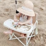 Compact travel baby booster seat folded for storage.