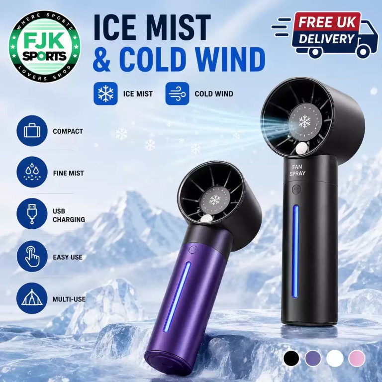 Portable handheld ice mist fan cooling spray