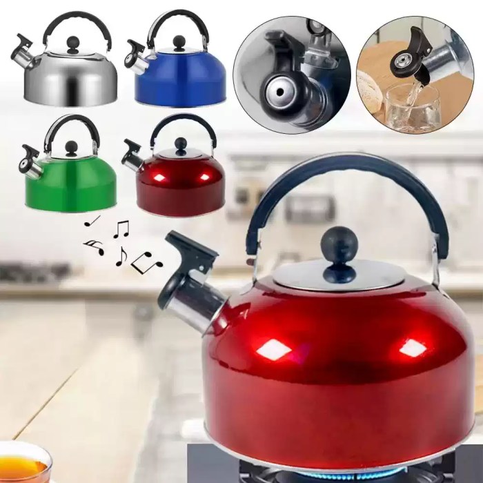 FJK Camping Gear whistling kettle steaming on a portable gas stove.