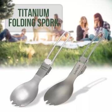Titanium folding spork for camping and hiking – lightweight outdoor cutlery