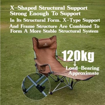 Folding Camping Chair with Footrest | Heavy duty camping chair UK 120kg load strong X frame support