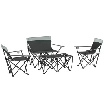 foldable grey camping dining set with table and 4 chairs UK